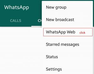 whatsapp menu open