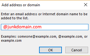 block junk domain outlook